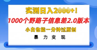 2025抖音1000个野路子信息差最新玩法,一分钟过原创,暴力变现月入几k-青年创业网