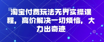 淘宝付费玩法无界实操课程，高价解决一切烦恼，大力出奇迹-青年创业网