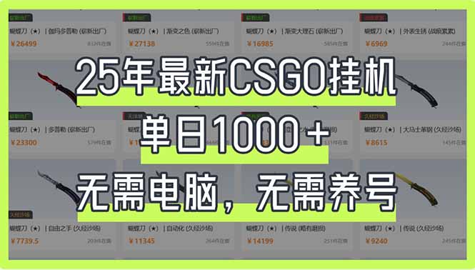 （14178期）25年最新CSGO挂机系统，单日1000+，无需电脑，无需养号，0基础可上手-青年创业网