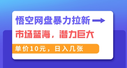 悟空网盘暴力拉新：一单10元，市场空白，日入几张-青年创业网