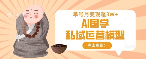 AI国学私域运营模型,单号月变现过W-青年创业网